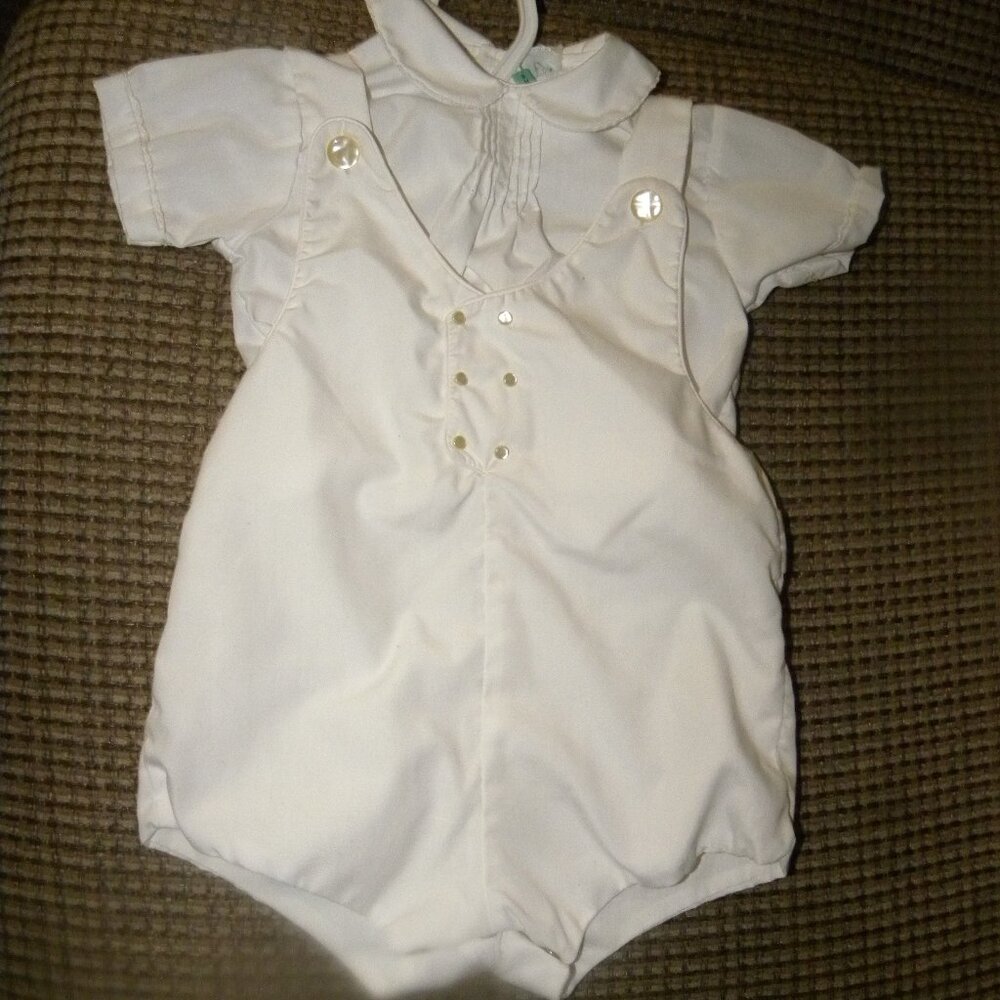 Baby Boy Size 9 months - White Bodysuit with Matching Shirt by Tiny Tots